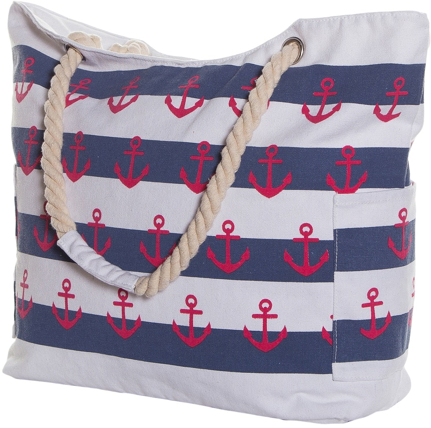 large beach bag with zipper and pockets