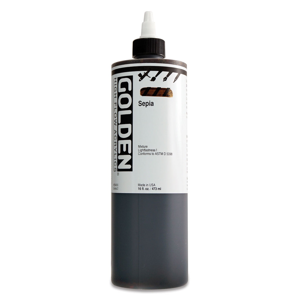 Golden High Flow Acrylics Sepia, 16 oz bottle