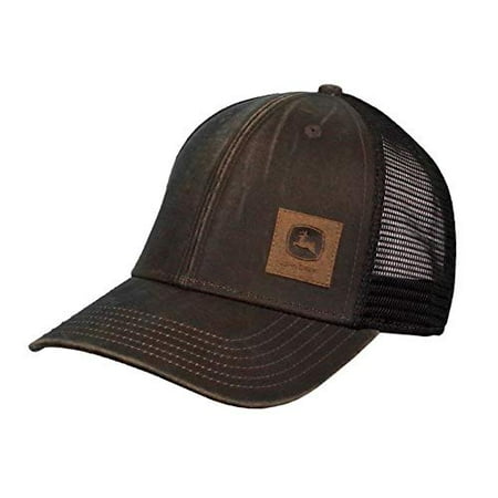 John Deere Oil Coated Soft Mesh Hat W/Sueded Patch, Brown