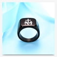 thumbnail image 4 of Mens Christ Cross Mother of Jesus Signet Ring Virgin Mary Maria Miraculous Ring Stainless Steel Christian Jewelry, Size 9, 4 of 7