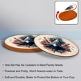 thumbnail image 4 of Independence Day 6pcs Round Microfiber Leather Drink Coasters, 11x11 cm/4.3x4.3 in, Set of 6 Absorbent Coasters for Drinks, Coasters for Table, Furniture From Water Marks and Scratches, 4 of 6