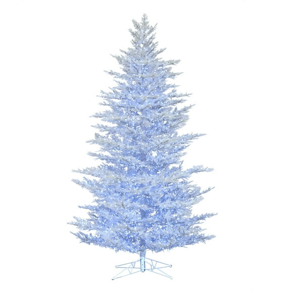 Vickerman 14' x 74" Flocked Cedar Pine Artificial Christmas Tree, Low Voltage LED Pure White Wide Angle 3mm Twinkle Lights