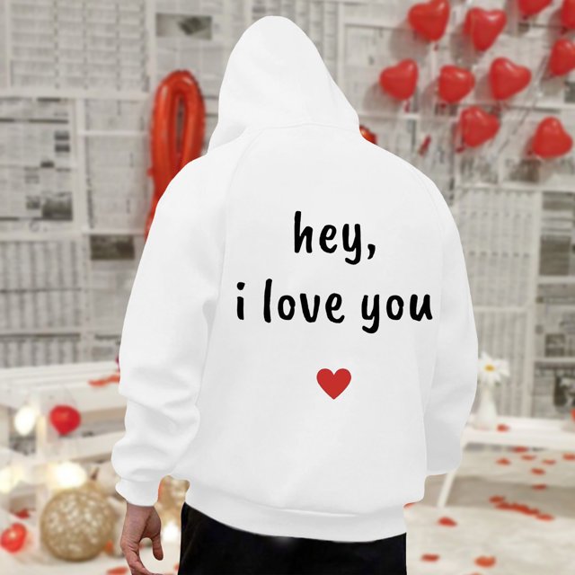 WILLBEST Sudaderas De Hombre Valentine'S Day Couple Printed Hoodie Unisex Hoodie Couple Hoodie Mediana
