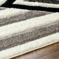 thumbnail image 6 of Hauteloom Abeje Contemporary Geometric Shag Area Rug - Fluffy High Pile Super Soft Rug for Living Room, Bedroom, Dining Room - Striped - Gray, Black and White - 18" Sample, 6 of 6
