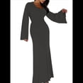 thumbnail image 3 of Vestido de Invitada de Boda para Mujer, Larga, Ajustado, de Punto Acanalado, Maxivestido Formal de Otoño Gris Oscuro L, 3 of 9