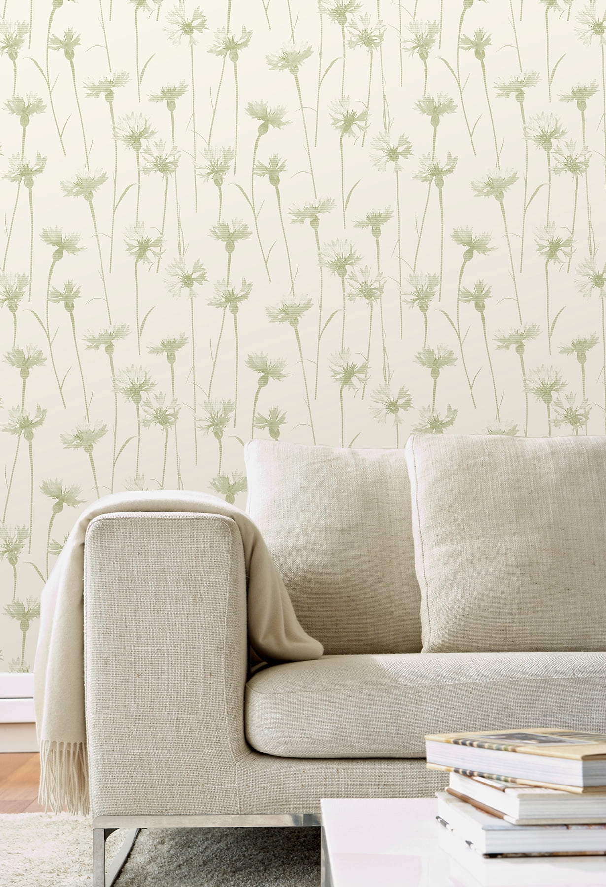 Fine Décor Dalia Green Cornflower Wallpaper, 20.5-in by 33-ft, 56.38 sq. ft.
