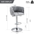 thumbnail image 4 of Adjustable Height Swivel Bar Stools Set of 2 with 360 Degree Rotation Anti Slip Base for Kitchen Island Home Bar Gray Velvet Upholstery, 4 of 7