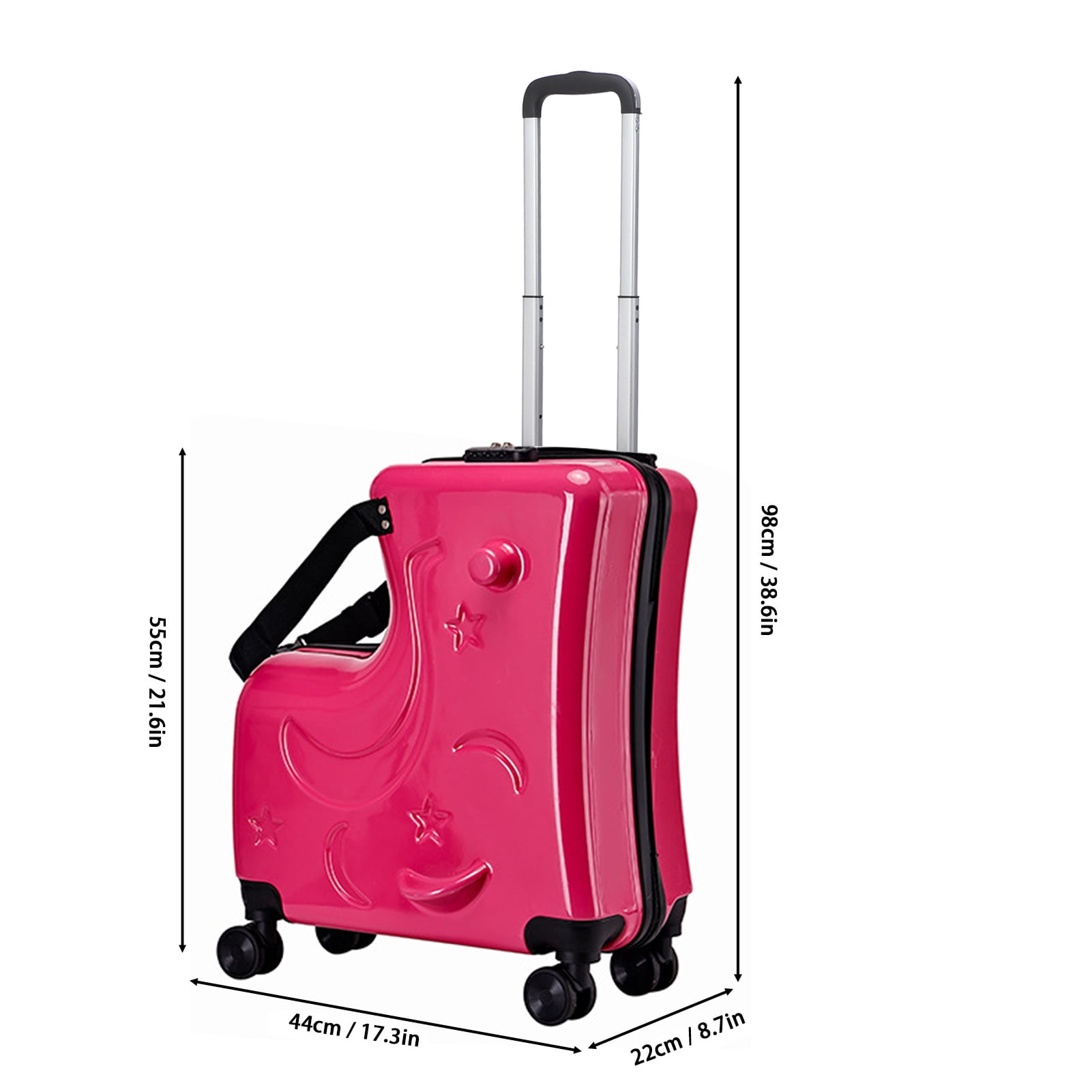 Suhire Kids Carry-On Luggage with Seat, 20 Inch Children Travel Suitcase with Wheels and Safety Belt, Impact Resistant Rolling Suitcase