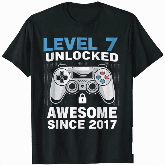7th Birthday Video Game Level 7 Unlocked Fun T-Shirt