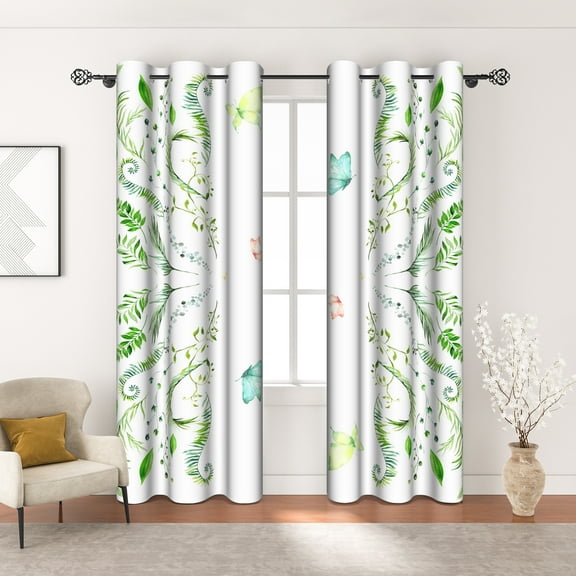 MIZHONA Sage Green Blackout Curtains for Living Room Plants Window Curtain Set of 2,42"x84"