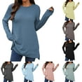 thumbnail image 7 of Holzkary Women's Long Sleeve Shirts Loose Fitted Crewneck Basic Tops Casual Tees Outfits Spring Clothes 2025 Solid Color O Neck Loose Long Sleeved Slit T Shirt Top for Women Autumn Winter 2025 E L, 7 of 7