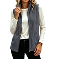 thumbnail image 5 of Lcziwo Sleeveless Zip Up Vest Women Polar Fleece Stand Collar Casual Jacket Pockets Fall Winter Warm Outerwear Dark Gray,L, 5 of 9