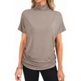 thumbnail image 2 of LYANER - Blusa de verano de manga corta con volantes y cuello alto para mujer, 2 of 3