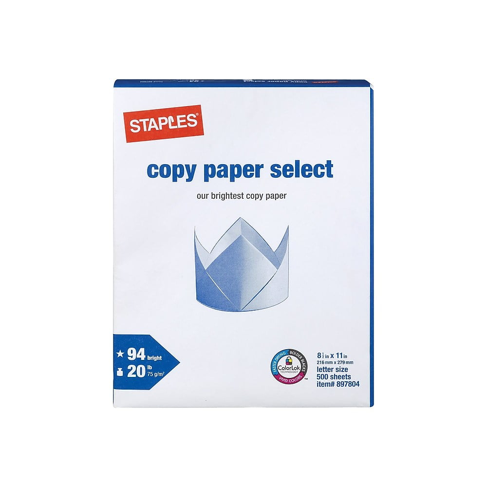 Staples Copy Paper Select Multipurpose/Fax/Laser/Inkjet Printer Paper, Letter Size (8.5 x 11