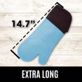thumbnail image 2 of Manopla de horno de silicona extra larga profesional, guantes de horno con forro acolchado, agarraderas resistentes al calor, guantes de horno flexibles, azul, 1 par, 14,7 pulgadas, 2 of 2