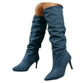 thumbnail image 3 of YLYL Womens Slouchy Knee High Boots Mid Calf Boots Kitten Heel Pointed Toe Heeled Boots, 3 of 9