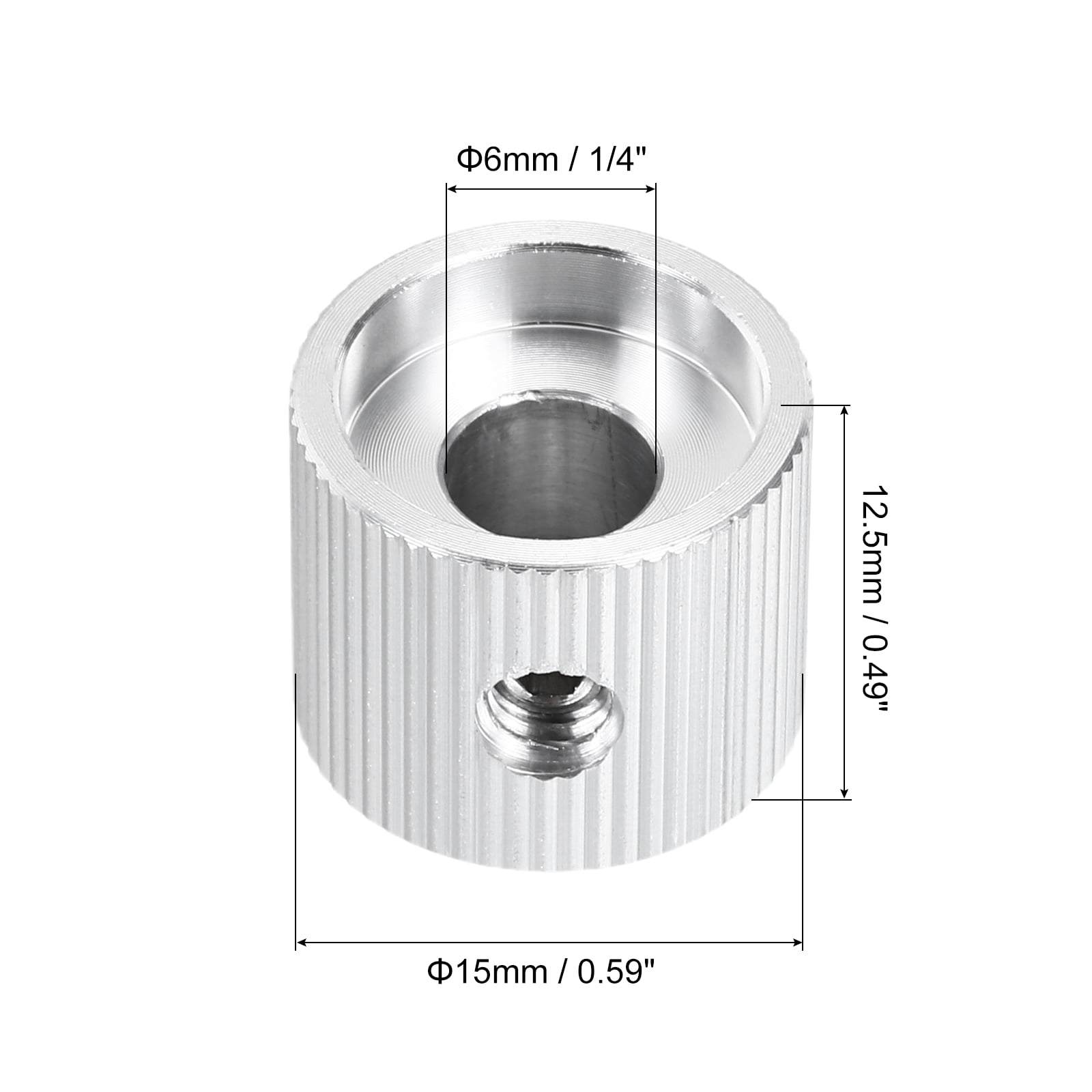 Uxcell 8 Pcs Aluminium Potentiometer Knobs, 1/4"(6mm) IDx5/8"(15mm) ODx1/2"(12.5mm) Height Universal Volume Tone Control Knobs for Guitar, Bass, Straight Line Indicator, Silver