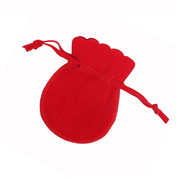 Qarigey 50 Uds bolsa de joyería con cordón de doble cara bolsa de elevación de pila regalos adornos de franela redonda embalaje de joyería boda Ropa, zapatos y accesorios Miscelánea Rojo Qarigey AP015690-01