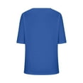 thumbnail image 4 of MIXUE Boho Tops For Women Summer Solid Color V Neck Short Sleeve Casual Basic Soft Pullover Shirts For Women T-shirts Outwear,Blue,M, 4 of 4