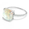 thumbnail image 2 of Gem Stone King 925 Sterling Silver White Ethiopian Opal Ring for Women (2.58 Ct Cushion Cabochon Cut, Size 6), 2 of 5