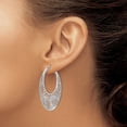 thumbnail image 3 of Auriga Fine Jewelry 925 Sterling Silver Rhodium-plated Fancy Polished Cut-out Hoop Earrings for Women, 3 of 6