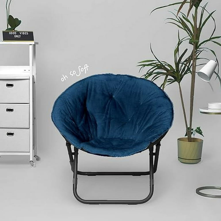 Urban Shop Dark Navy Faux Fur Saucer Chair Walmart