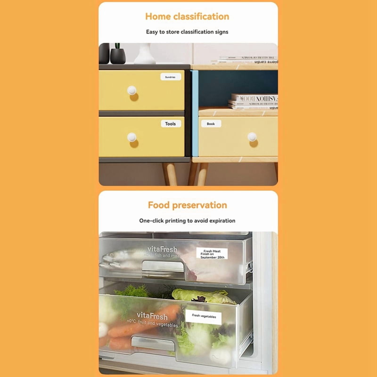 Label Maker Machine with Tape Portable Bluetooth Label Printer Inkless Labeler for Home Kitchen School