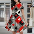 thumbnail image 2 of Card Suits Pattern Women's Classic Swing Skater Dress Casual Work Party Cocktail Dresses, 2 of 6
