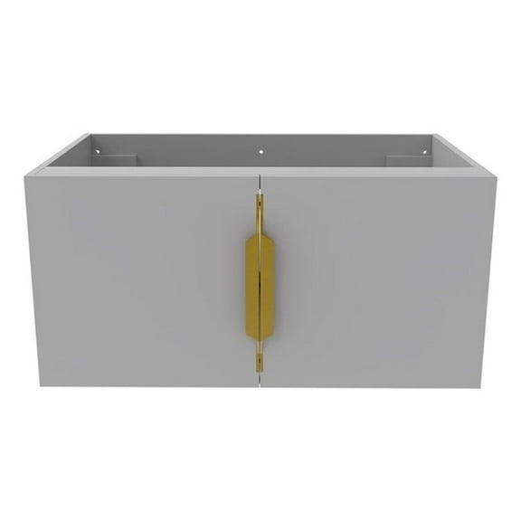 Alpine 30" Wood Floating Vanity Base in Gray with Gold Handles