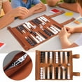 thumbnail image 2 of nTRIUQJ Backgammon Game Set - Roll Up Travel Backgammon Set Portable Chess with Drawstring Bag, 2-Player, Ideal as a Gift Brown, 2 of 7