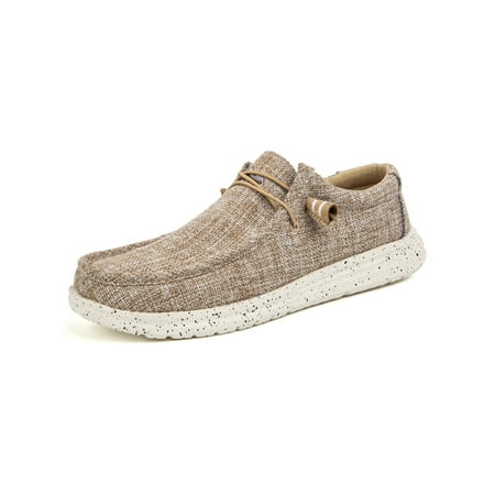 

Rockomi Men Loafers Non-slip Flats Comfort Canvas Shoes Men s Adjustable Breathable Moccasins Lightweight Slip On Skate Shoe Khaki Beige 8.5