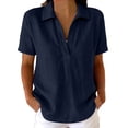 thumbnail image 2 of Women's Casual Loose Plain V-Neck Pullover Top for Everyday Wear, 2 of 7