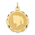thumbnail image 1 of 14k Head on .013 Gauge Engravable Scalloped Disc Charm in 14k Yellow Gold, 1 of 3