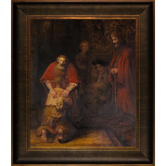 La Pastiche  Rembrandt van Rijn 'Return of the Prodigal Son' Hand Painted Framed Canvas Art