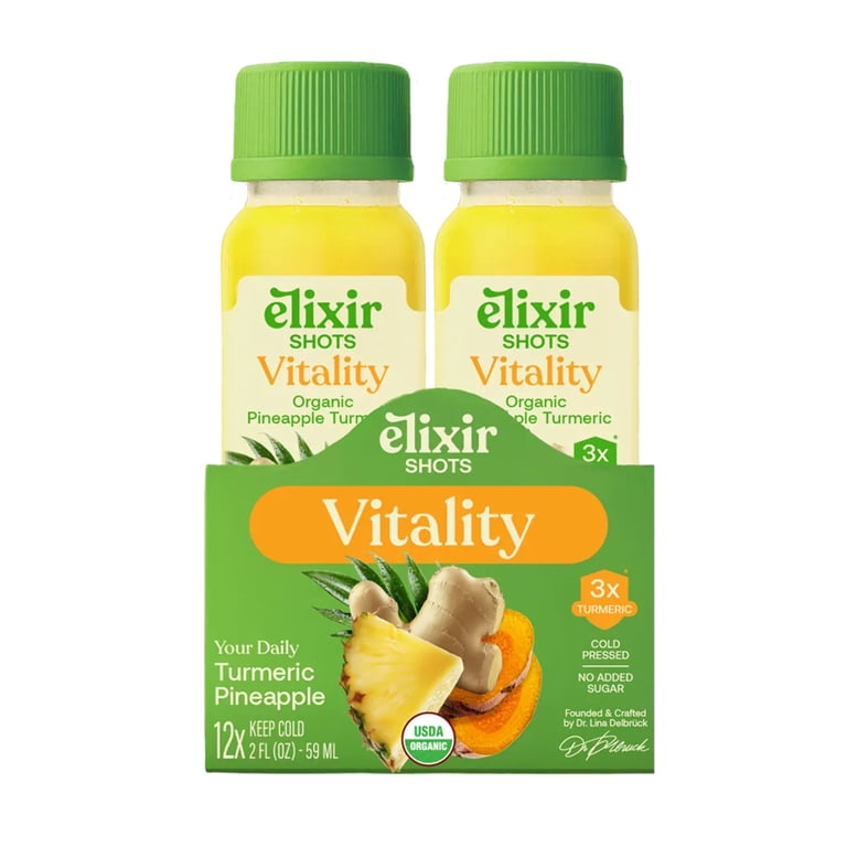 Elixir Shots Vitality (12 Pack) Immunity Wellness Shot with 100