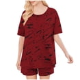 thumbnail image 4 of Conjunto de Pijama de las Mujeres de Moda Casual Color Sólido Manga Corta Cuello Redondo Top Y Pantalones, 4 of 6