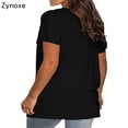 thumbnail image 4 of Zynoxe Plus Size T Shirts for Women Casual V Neck Short Sleeve Summer Tops Trendy Versatile Solid Color Oversized Tshirts Comfortable Basic Tees XL, 4 of 7