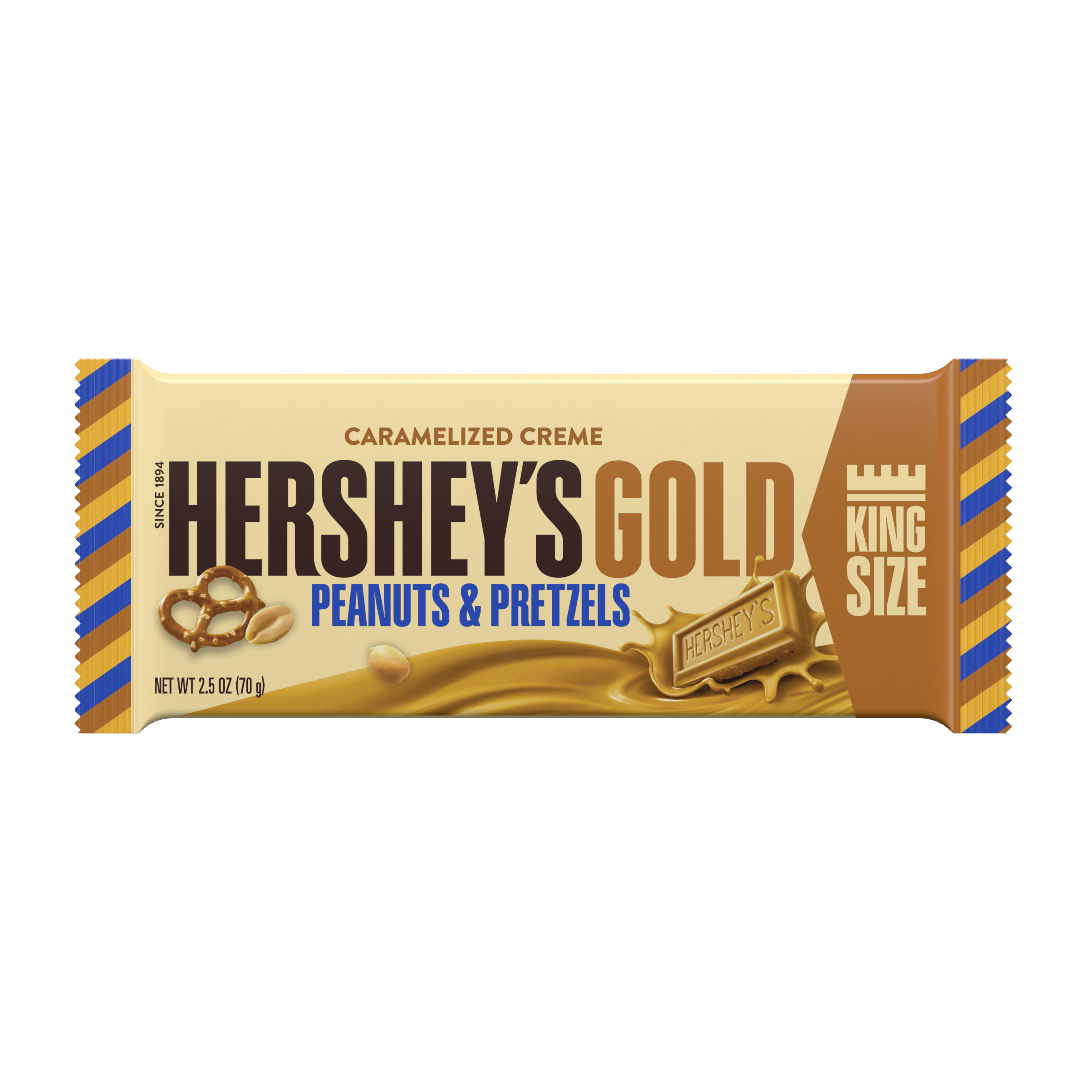 Hershey's Gold, Peanuts and Pretzels Candy Bar, 2.5 Oz