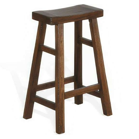 Reggie Barstool Set of 2, Saddle Seat, Mocha Brown Mahogany, 30 Inch