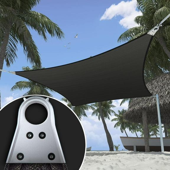 ShadeMart 8' x 12' Black Rectangle Super ring Sun Shade Sail Canopy Structure, Super Durable Heavy Duty, Reinforced Corners, Edges & 260 GSM Permeable Fabric ( We Make Custom SIze )