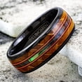thumbnail image 3 of Tungsten Rings for Men Wedding Bands for Him Womens Wedding Bands for Her 8mm Whiskey Barrel Wood Abalone Dual Guitar String Ring, 3 of 11