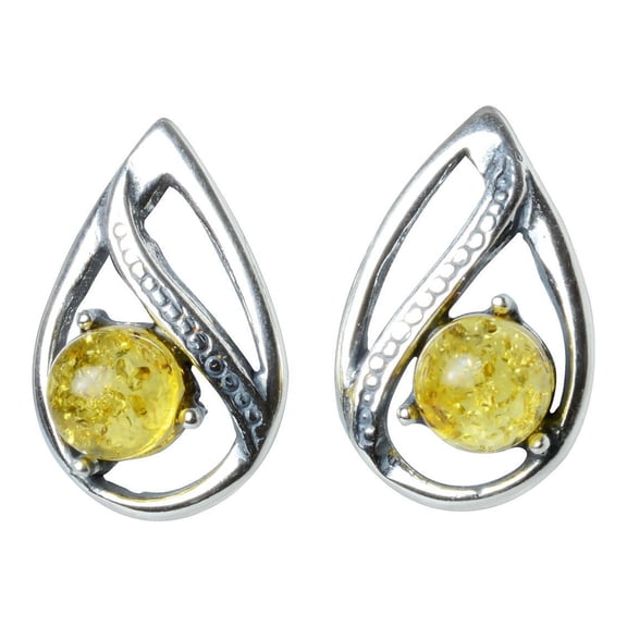 Sterling Silver and Baltic Amber Stud Earrings "Amara"