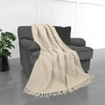 thumbnail image 2 of Kathy Ireland Oversized Chenille Polyester Fringed Basket Throw - Stone - 50” X 70”, 2 of 6