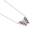 thumbnail image 2 of My Daily Styles Women's 925 Sterling Silver CZ Butterfly Necklace Pendant - Adjustable Cable Link Chain 16"-18" (Red), 2 of 6