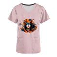 thumbnail image 5 of Jinhomg Nurses Uniform for Women 2026 Novelty Mardi Gras Mask Graphic Scrubs Casual Comfy Short Sleeve V-Neck Tunic Blouse with Pockets Pink XL, 5 of 6