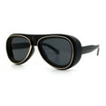 thumbnail image 5 of Retro Dimensional Metal Socket Rim Tear Drop Shape Racer Plastic Sunglasses Matte Black Gold - Black, 5 of 7