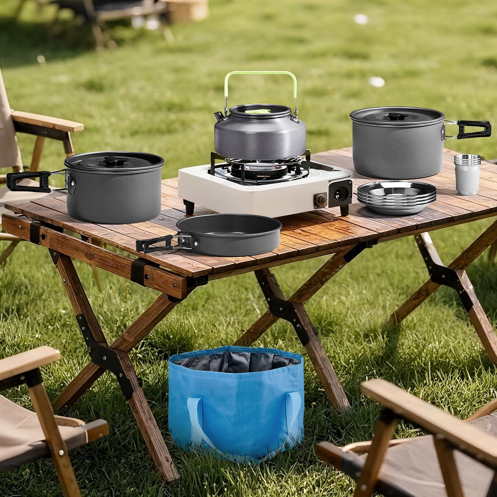 Ktaxon Camping Cookware Set Outdoor Cooking Kit for 2-4 People Cookware