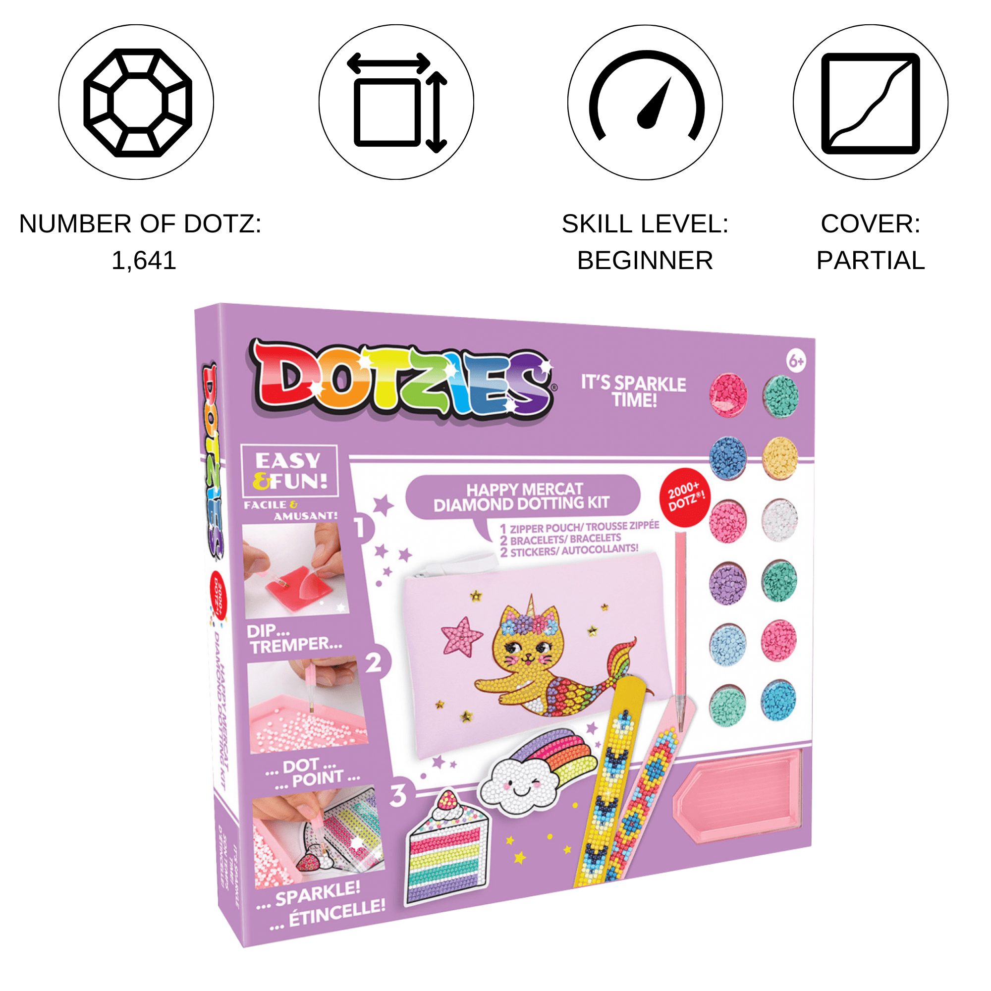 Diamond Dotz Dotzies Mercat Activity Set Diamond Painting Kits for Kids - Diamond Art Kits a Relaxing Creative Craft Kit with Dotz Gems