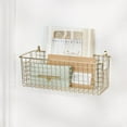 thumbnail image 3 of mDesign Portable Metal Wall Mount Hanging Storage Baskets, 2 Pack, Soft Brass, 3 of 9
