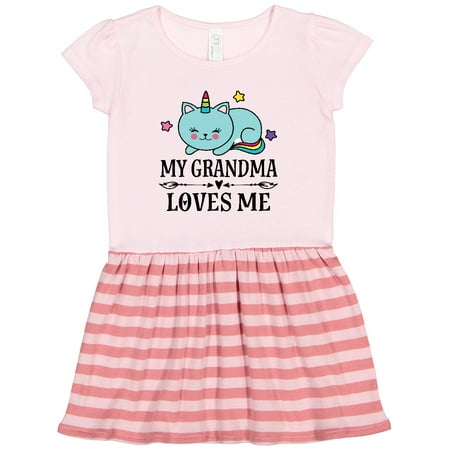 

Inktastic Grandma Loves Me Unicorn Cat Gift Toddler Girl Dress